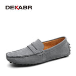 Men Suede Driving Loafers 01 Gray / 16