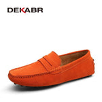 Men Suede Driving Loafers 01 Orange / 16