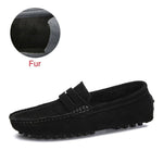 Men Suede Driving Loafers 02 Fur Black / 16