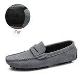 Men Suede Driving Loafers 02 Fur Gray / 16